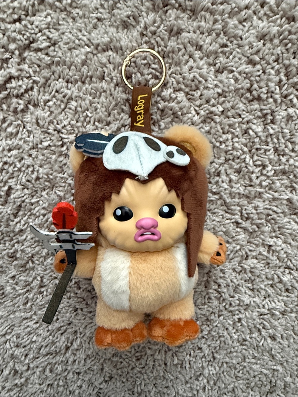 Cosbi Ewok Logray Plush Keychain - Brown & Cream